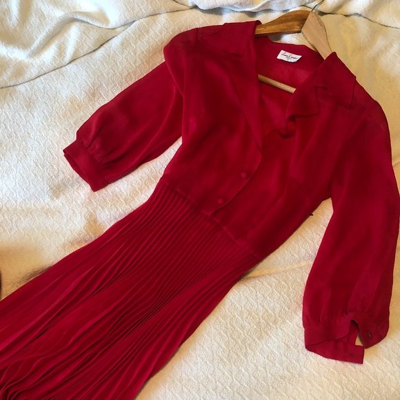 Leona Edmiston Sheer Raspberry Red Frock - Picture 11 of 11